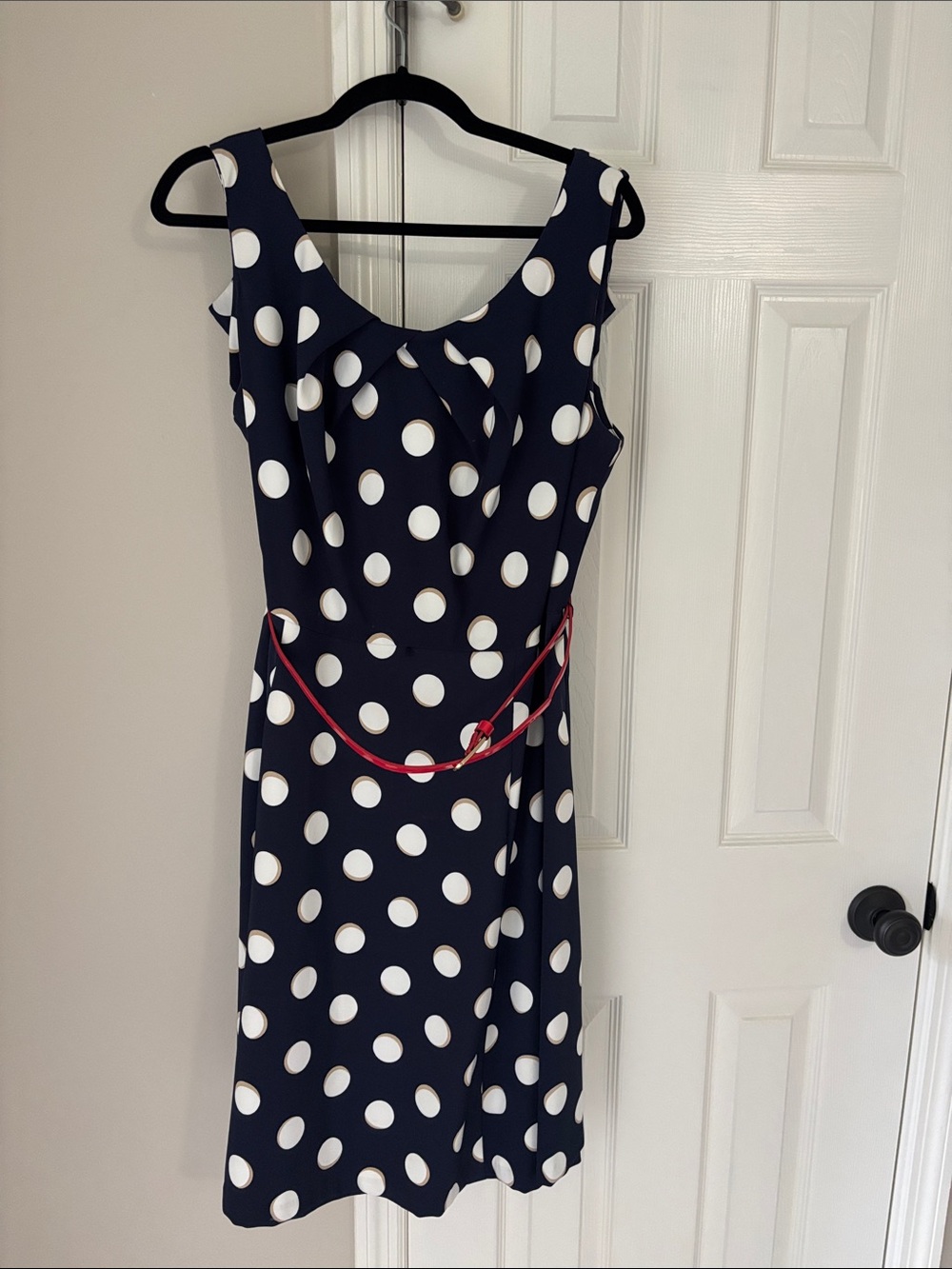 Signature Navy and White Polka Dot Midi Dress